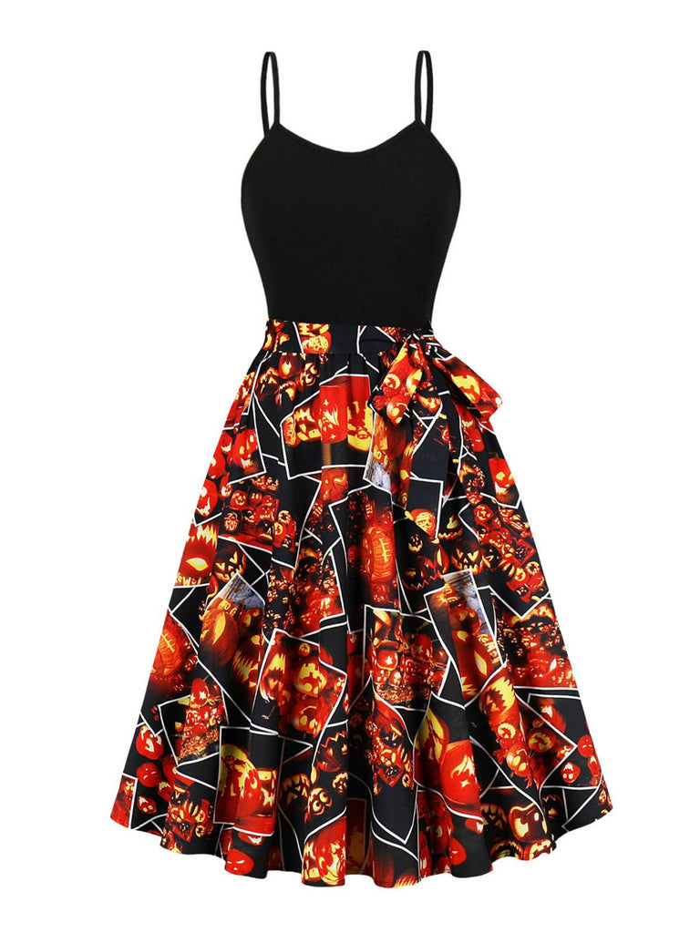 Black 1950s Pumpkin Halloween Swing Dress & Bolero Jacket