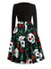 1950s Halloween Pattern Wave Neck Patchwork Dress