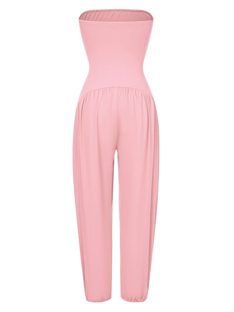 1970s Solid Bandeau Lantern Jumpsuit