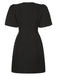 Black 1960s Solid Bow Hollow Puff Dress