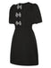 Black 1960s Solid Bow Hollow Puff Dress