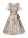 Champagne 1950s Puff Top & Floral Bow Dress