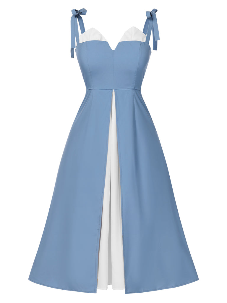 1940s Colorblock Spaghetti Strap Dress