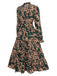 Multicolor 1940s Leopard V-Neck Layered Dress