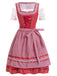 Red 1950s Lace Puff Patchwork Dress & Gingham Apron