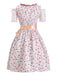 Pink 1950s Ditsy Floral Lace Dress & Gingham Apron