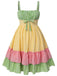 [Pre-Sale] [Plus Size] Multicolor 1950s Spaghetti Straps Plaid Patchwork Dress