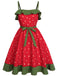 [Pre-Sale] [Plus Size] Red 1950s Strawberry Ruffle Belt Dress