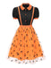 2PCS 1940s Halloween Peter Pan Collar Blouse & Smiley Face Mesh Skirt