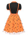 2PCS 1940s Halloween Peter Pan Collar Blouse & Smiley Face Mesh Skirt