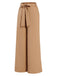 Khaki 1930s Solid Belt Pants