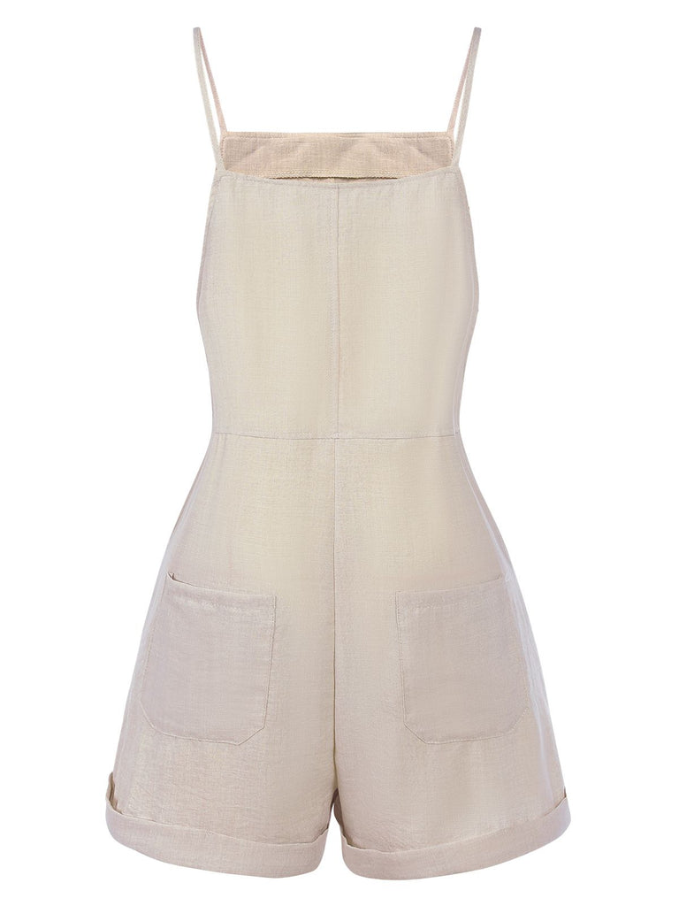 Light Grey 1950s Solid Spaghetti Strap Romper