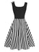 Black 1950s Halloween Skeleton Vertical Stripes Dress