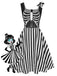 Black 1950s Halloween Skeleton Vertical Stripes Dress