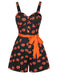 Black 1950s Halloween Pumpkin Face Romper