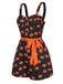 Black 1950s Halloween Pumpkin Face Romper