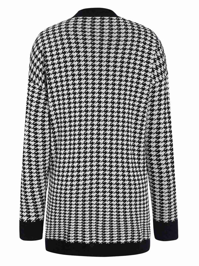 Black 1950s Houndstooth Checkerboard Coat