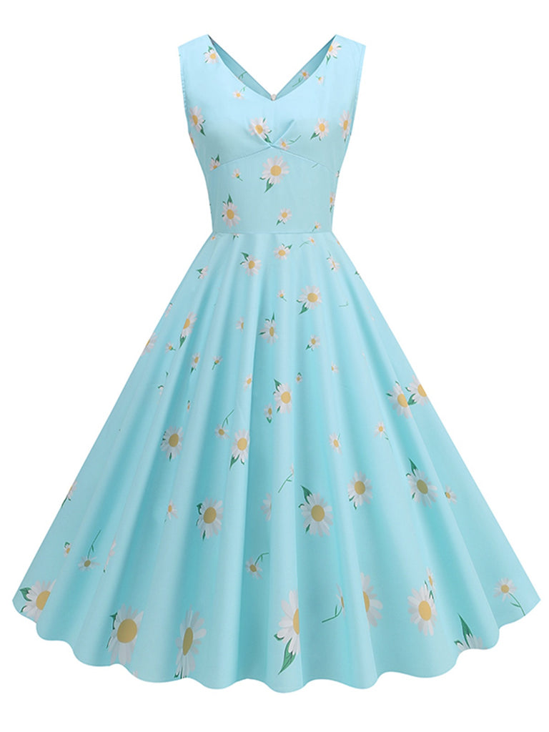 1950s Daisy & Strawberry Print Sleeveless Dress