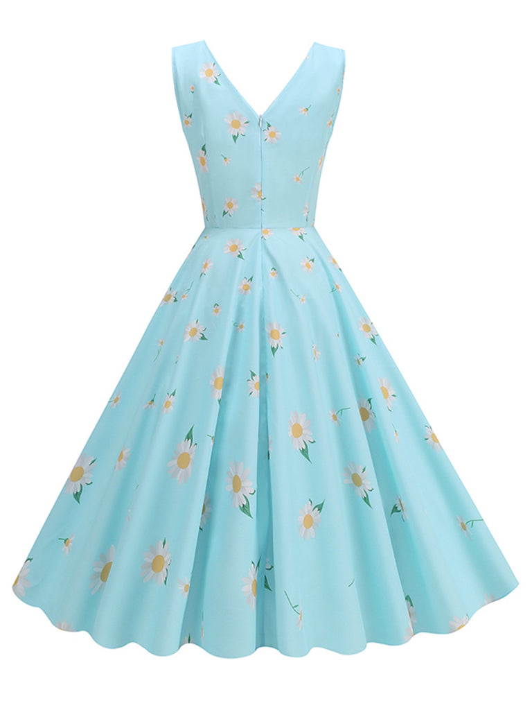 1950s Daisy & Strawberry Print Sleeveless Dress