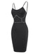 Black 1960s Solid Pearl Spaghetti Straps Dress