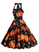 1950s Halloween Pumpkin Face Halter Dress