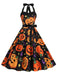 1950s Halloween Pumpkin Face Halter Dress