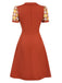 Orange 1960s Daisy Patchwork Lapel Dress