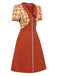 Orange 1960s Daisy Patchwork Lapel Dress