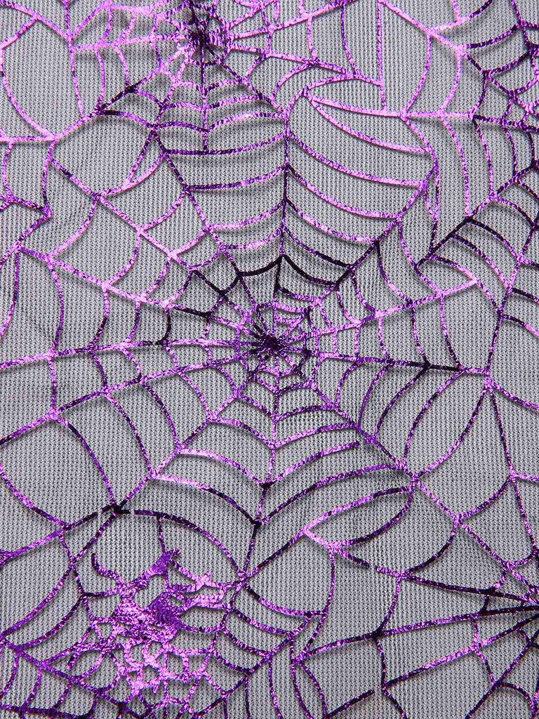 Purple 1950s Spiderweb Mesh Skirted Cover-Up