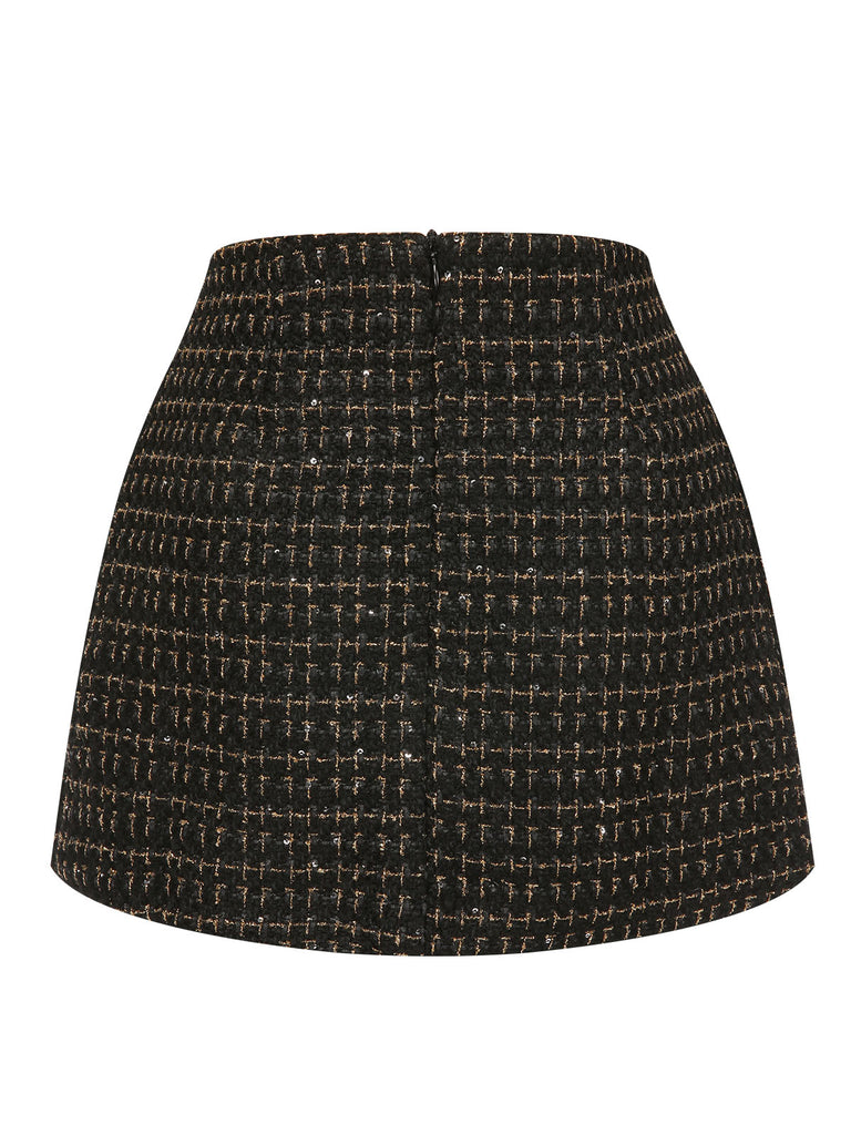 1960s A-Line Button Solid Skirt