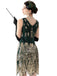 Dark Green 1920s V-Neck Sequined Flapper Dress