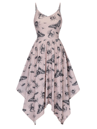 Beige 1970s Halloween Spider Irregular Dress