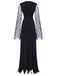 Black 1930s Lace Sleeve Floor Length Dress