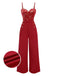 [Pre-Sale] Red 1930s Christmas Elk Gilded Velvet Jumpsuit