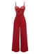 [Pre-Sale] Red 1930s Christmas Elk Gilded Velvet Jumpsuit