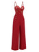 [Pre-Sale] Red 1930s Christmas Elk Gilded Velvet Jumpsuit