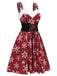 [Pre-Sale] Red 1950s Snowflake Plaid Plush Trim Dress