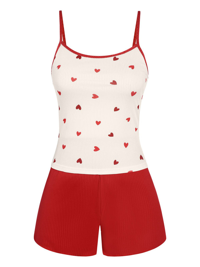 Red 1930s Heart Pajama Set