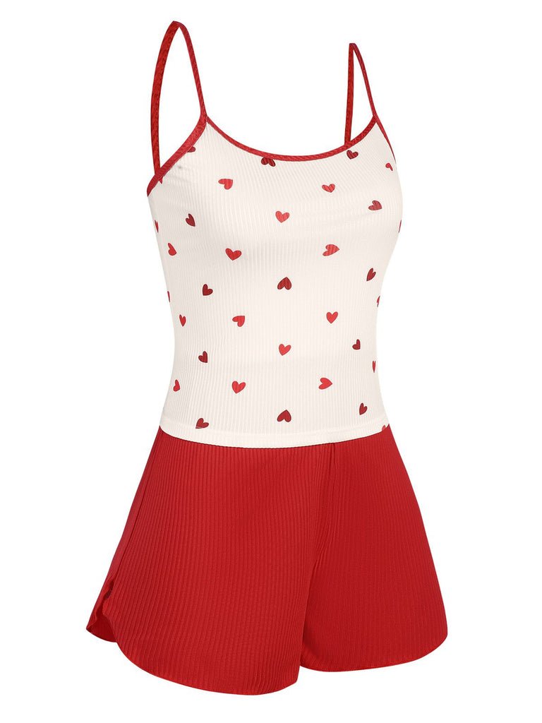 Red 1930s Heart Pajama Set