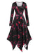 Black 1940s Halloween Blood Lace-Up Dress