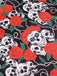 [Plus Size] Red 1940s Halloween Skull Rose Dress