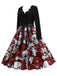 Black 1950s Halloween Roses Skull Petal Collar Dress