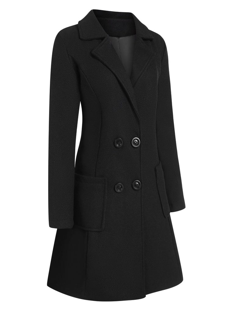 1950s Solid Double Breasted Lapel Skater Coat