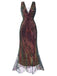 Multicolor 1920s V-Neck Sequined Fishtail Dress