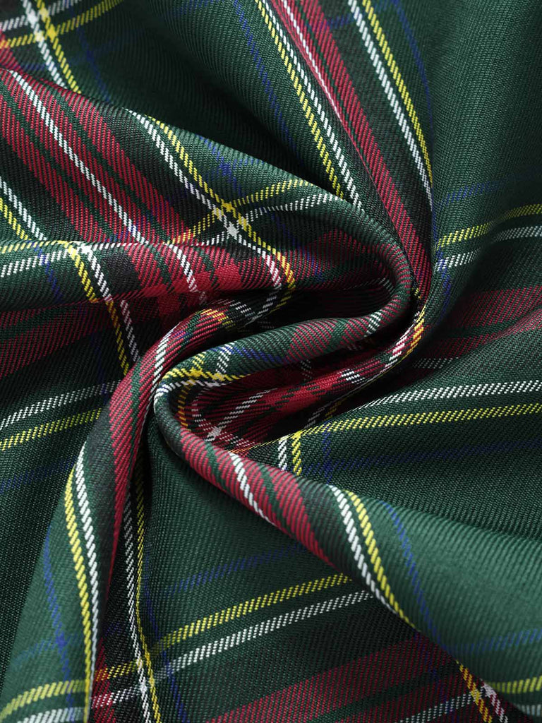 Red 1950s Christmas Off Shoulder Tartan Dress