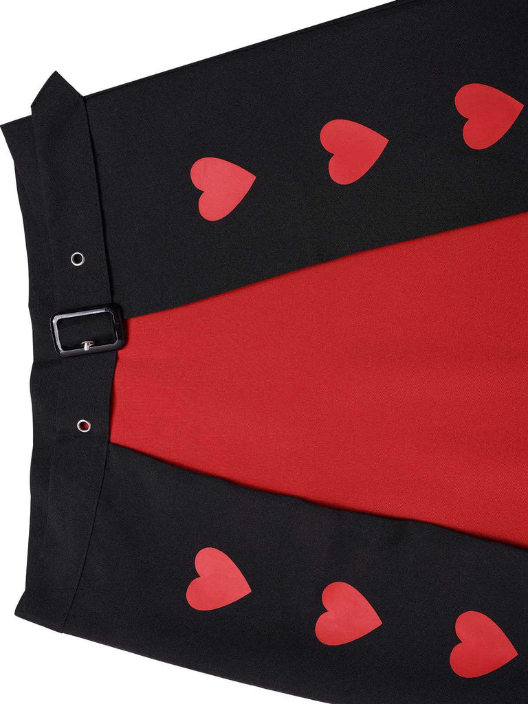 Black & Red 1980s Halloween Hearts Romper & Skirt