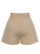 Khaki 1950s Solid Belted Shorts