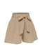 Khaki 1950s Solid Belted Shorts