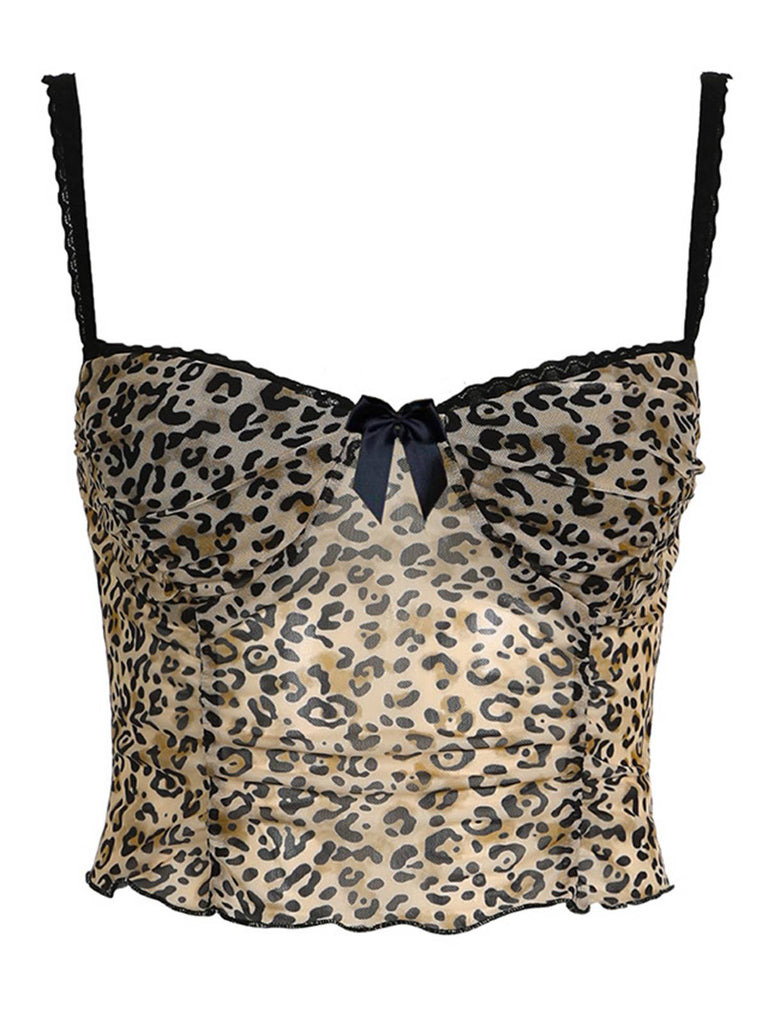 1980s Leopard Bow Crop Camisole