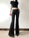 Black 1980s Steampunk Bootcut Rivet Pants